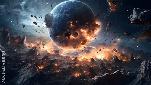 Planets and galaxies in outer space showing the beauty of space exploration. Planets and stars in outer space. Science fiction wallpaper.