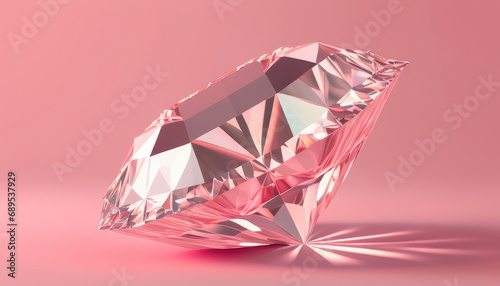 Pink diamond on a white background. Generative AI.