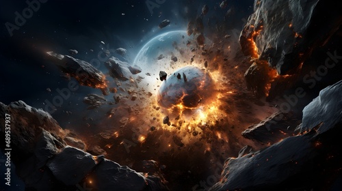 Planets and galaxies in outer space showing the beauty of space exploration. Planets and stars in outer space. Science fiction wallpaper.