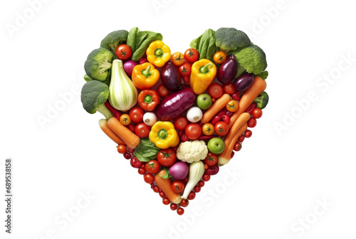 fresh vegetables forming love isolated on transparent background. generative ai