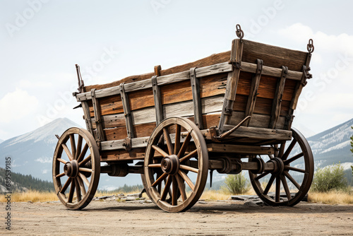 Old stagecoach or passenger caravan. Generative AI.
