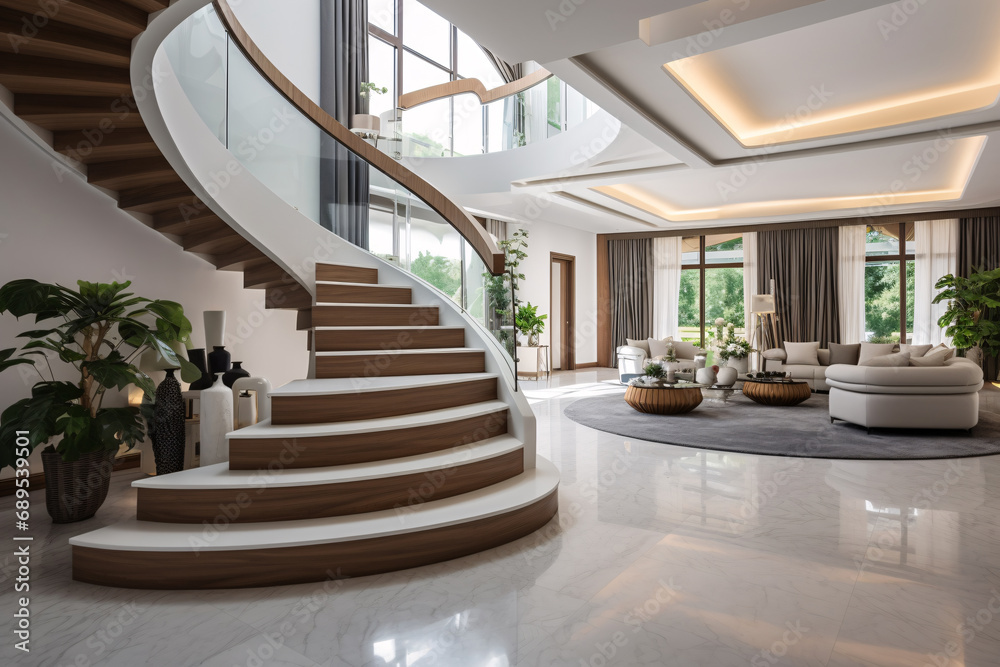 Modern Villa Entrance Hall with Staircase Interior Design Modern Villa Entrance Hall with Staircase Interior Design