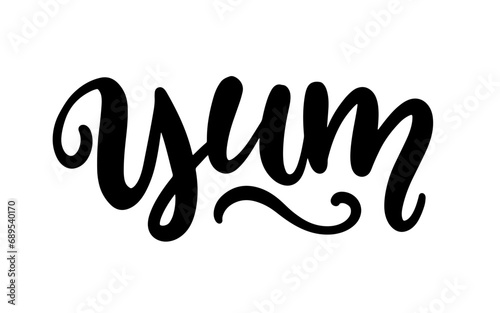 Yum vector lettering inscription Yummy calligraphy