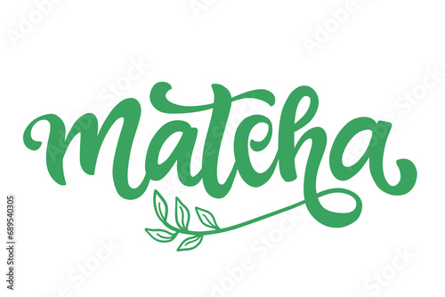 Matcha Tea Inscription Logo Hand Written Lettering