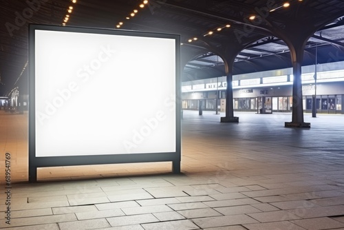 Clear Billboard in public place with blank copy space  advertising or promotional poster content  empty mock up