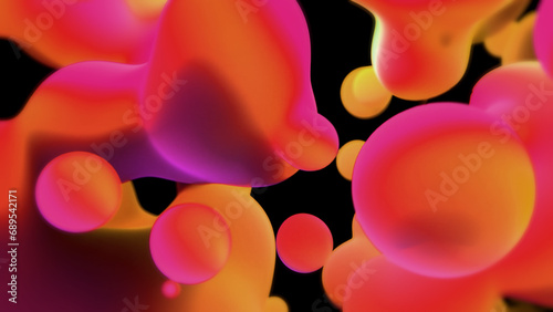 orange and pink slime benign bubbles from alien planet - abstract 3D illustration photo
