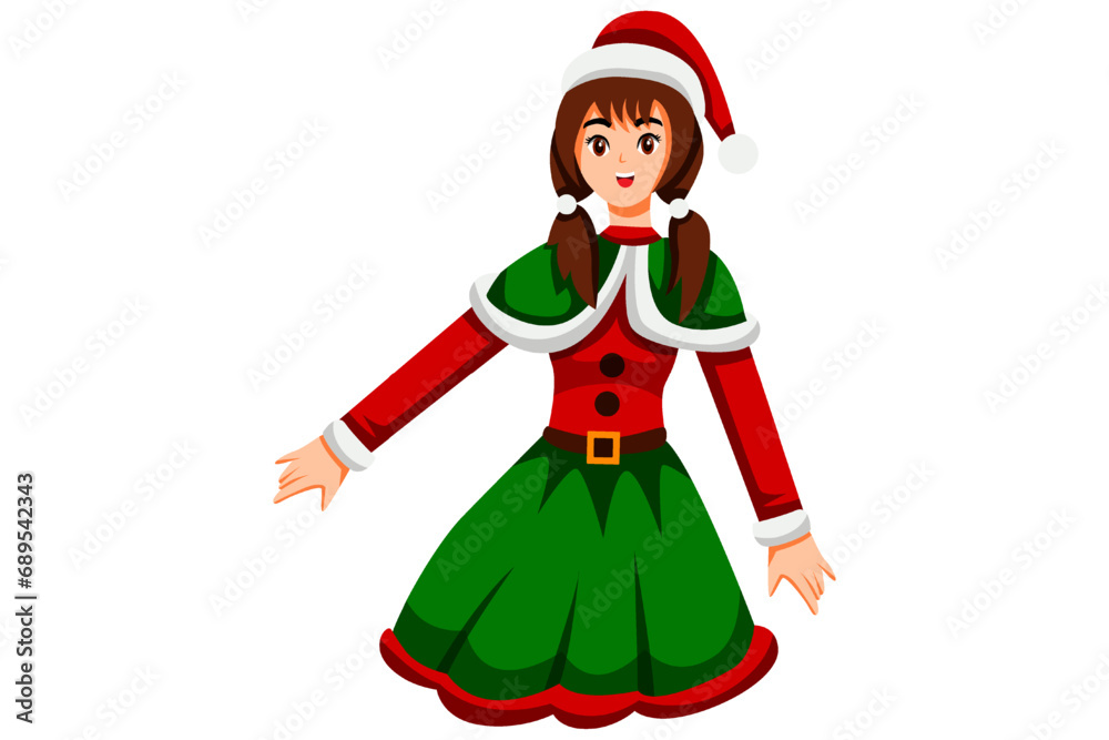 Christmas Girl Character Design Illustration Christmas Girl Character Design Illustration