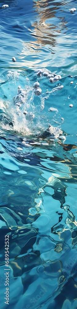 Naklejka premium A close up view of a blue water surface. Water background.