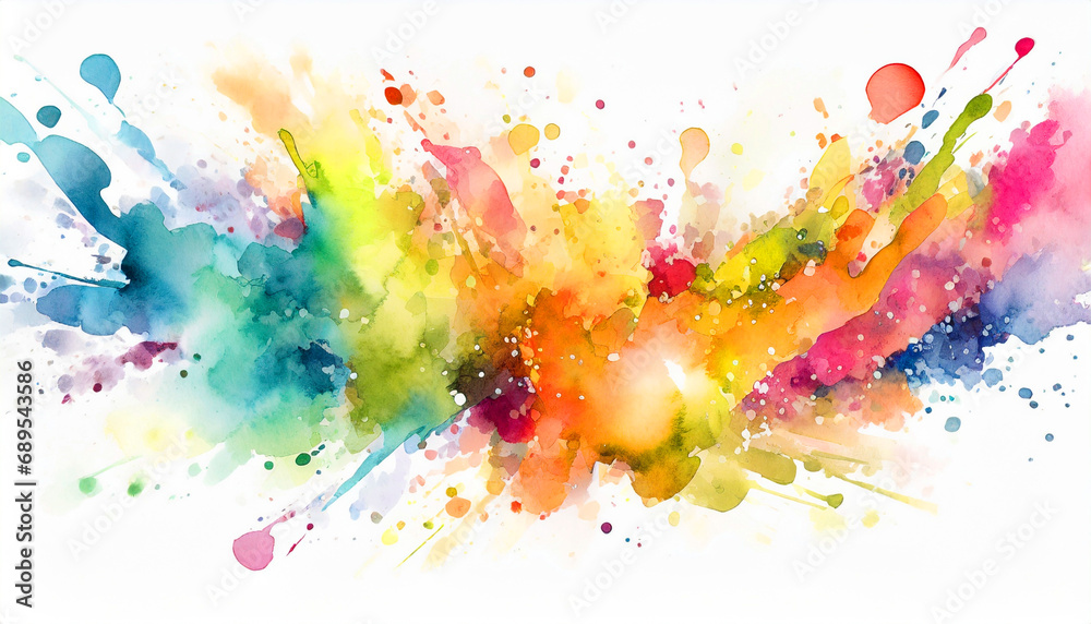 Colorful watercolor splashes on white background