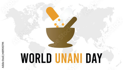 Vector illustration on the theme of World Unani Day observed each year during February.banner, Holiday, poster, card and background design.