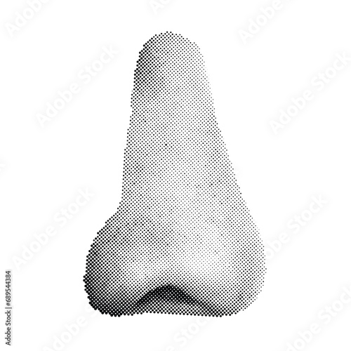 Woman's nose 90s style halftone shape for trendy collage. Dots texture. Contemporary style photo