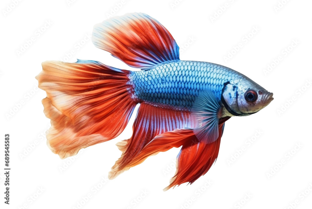 Fototapeta premium beautiful colorful betta fish isolated transparent background. generative ai