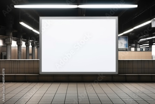 Blank billboard white screen poster mockup. Advertising billboard or light box showcase, advertisement, commercial and marketing concept