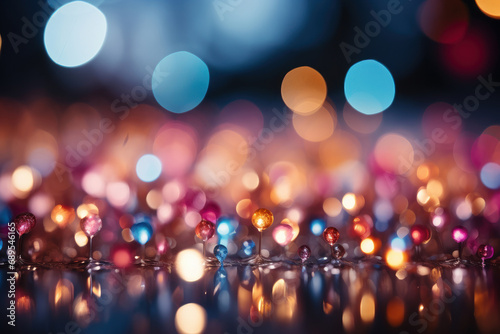 Abstract background with multicolored defocused bokeh lights. Generative AI.