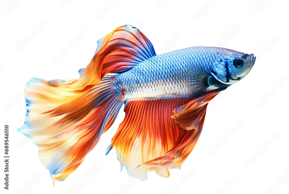 Fototapeta premium beautiful colorful betta fish isolated transparent background. generative ai