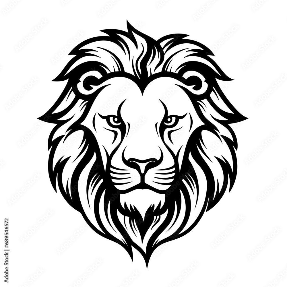 Fototapeta premium Vector illustration of a black silhouette lion Isolated white background. Icon bear side view profile. 