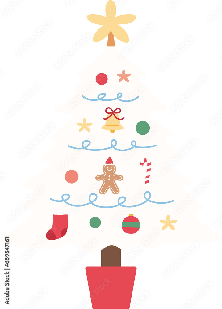 Fototapeta premium white christmas tree with ornaments