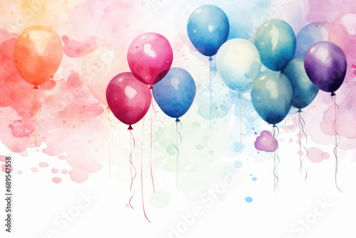 colorful balloons background with copy space. Generative AI.