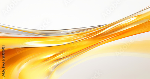 Wave of golden liquid on white as luxurious background