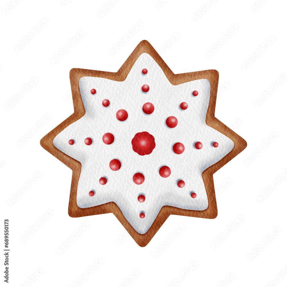 Watercolor christmas snowflake Gingerbread. Watercolor christmas snowflake Gingerbread.