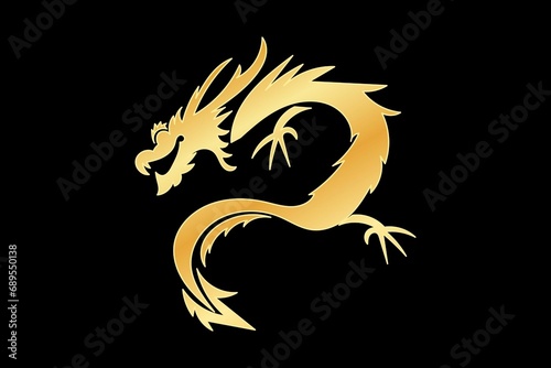 Golden dragon vector illustration  logo design 