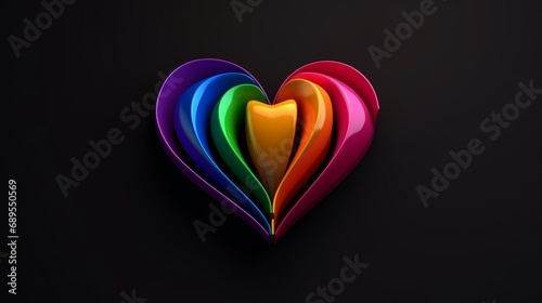 LGBT heart in rainbow colors. Diversity and equal rights. Black background.