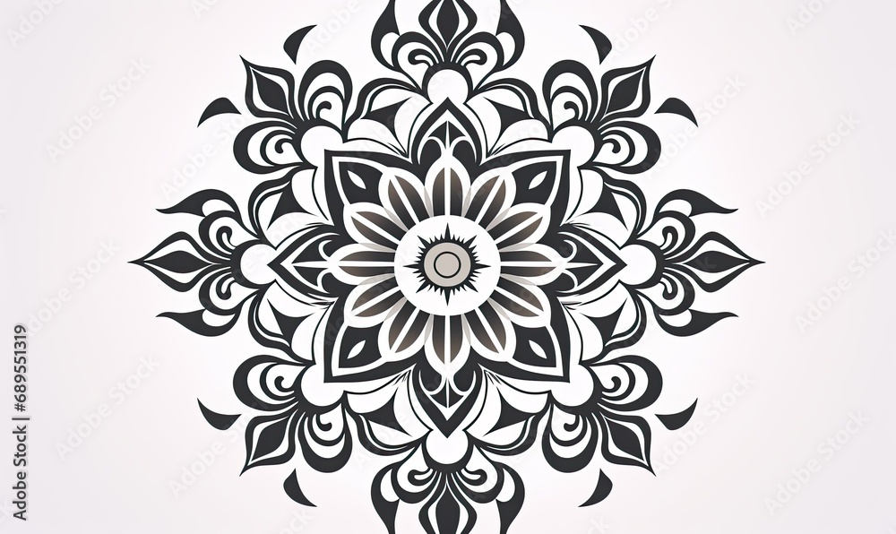 Two black and white circular designs on a white background
