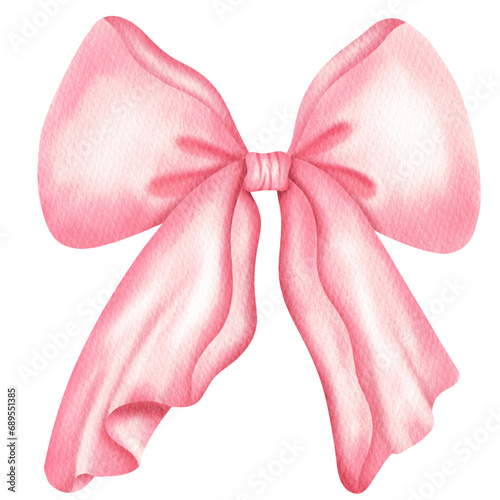 Pink Bow Watercolor. 