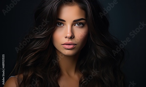 A woman with long brown hair is posing for a picture