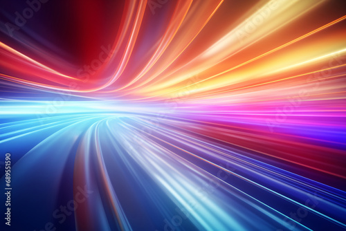 Abstract Background with Colorful Glowing Neon Light and Light Trails