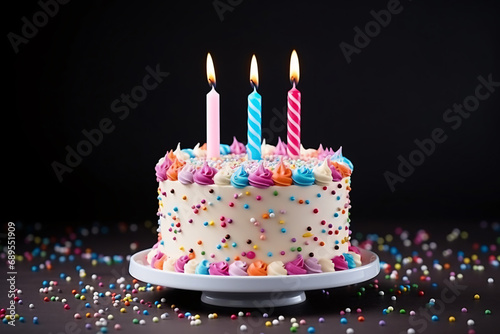 Colorful Birthday Cake with Candles: A Festive Design for Any Occasion