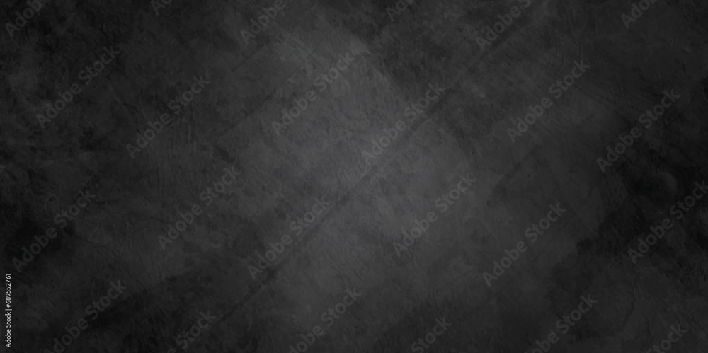Naklejka premium Dark black stone wall grunge backdrop texture background. monochrome slate grunge concrete wall black backdrop vintage marbled textured border background.