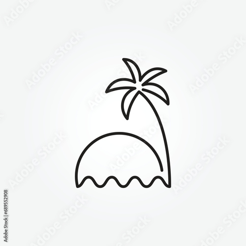 palm tree line art logo vector illustration template design