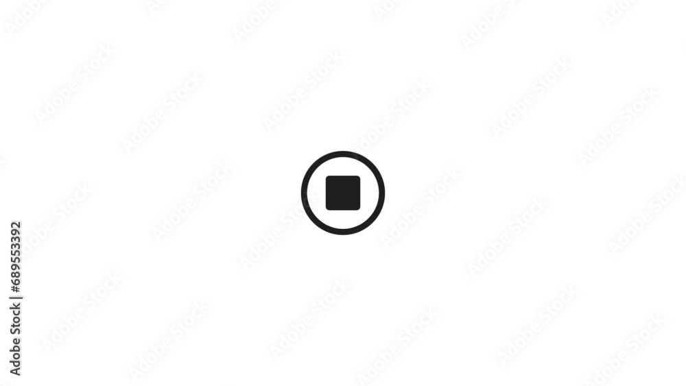 4k transparent stop button for media player, online media player button icon - obrazy, fototapety, plakaty 