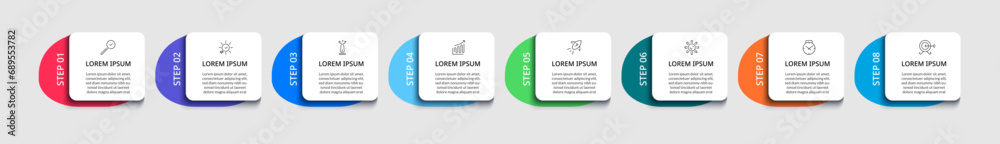 Obraz premium Vector Infographic design business template with icons and 8 options or steps. square design or diagram