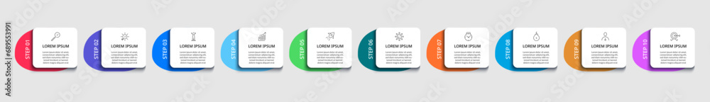 Obraz premium Vector Infographic design business template with icons and 10 options or steps. square design or diagram