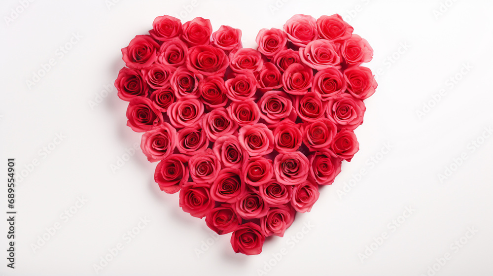 Roses in the shape of a heart on a white background Roses in the shape of a heart on a white background