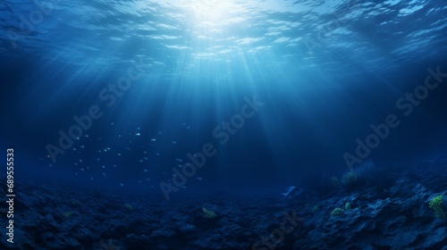 Deep ocean blue background, conveying depth and sophistication for professional slides. © Emil