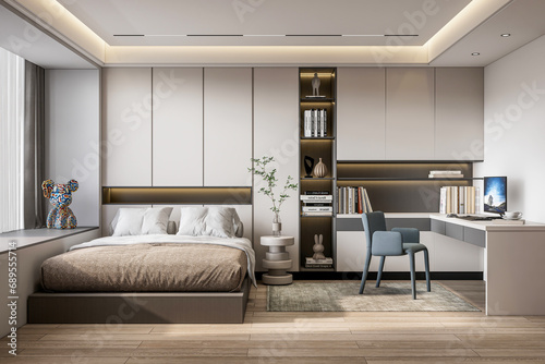 3d rendering modern bedroom interior scene design