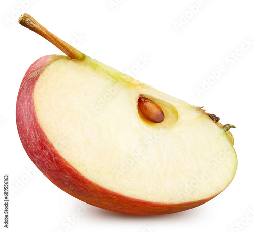 Ripe whole apple half fruit isolated on white