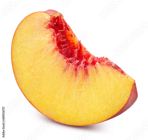 Peach slice isolated on white background