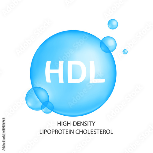 Cholesterol HDL type. Good cholesterin concept. High-density lipoprotein icon isolated on white background. Medical infographic. Vector illustration