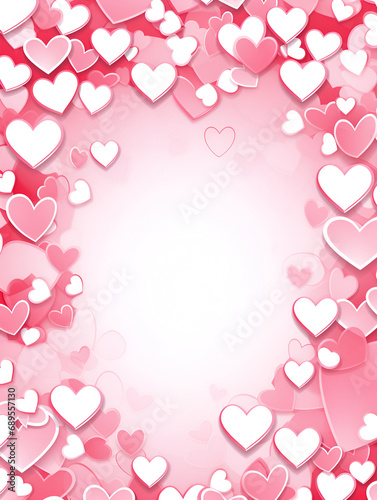 Abstract  frame with hearts on pink background, cops space for text © TatjanaMeininger