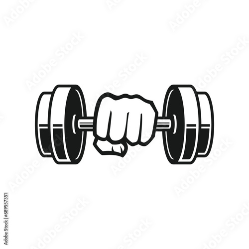dumbbell hand logo vector icon illustration