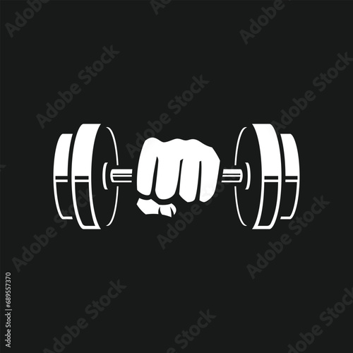 dumbbell hand logo vector icon illustration