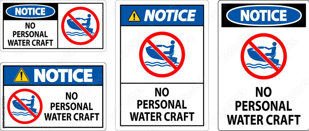Water Safety Sign Attention, No Personal Water Craft Water Safety Sign Attention, No Personal Water Craft