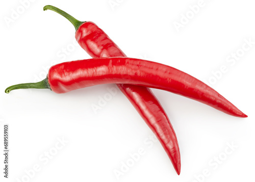 Ripe red hot chili  peppers vegetable isolated on white background
