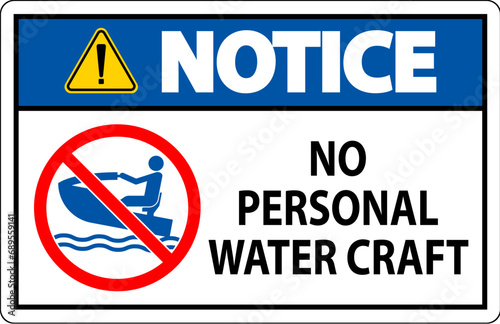 Water Safety Sign Attention, No Personal Water Craft