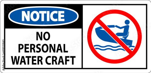 Water Safety Sign Attention, No Personal Water Craft