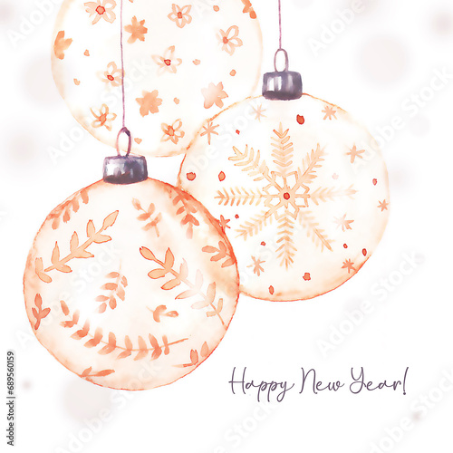 Christmas tree toy balls in a greeting card for the New Year